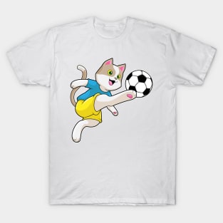 Cat as Soccer player with Soccer ball T-Shirt